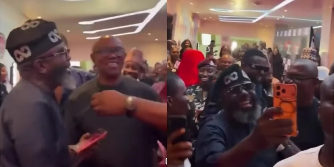Reactions trail man with Tinubu cap insignia taking selfie with Peter Obi