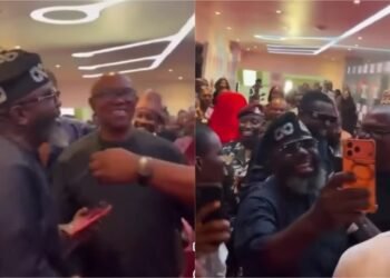 Reactions trail man with Tinubu cap insignia taking selfie with Peter Obi